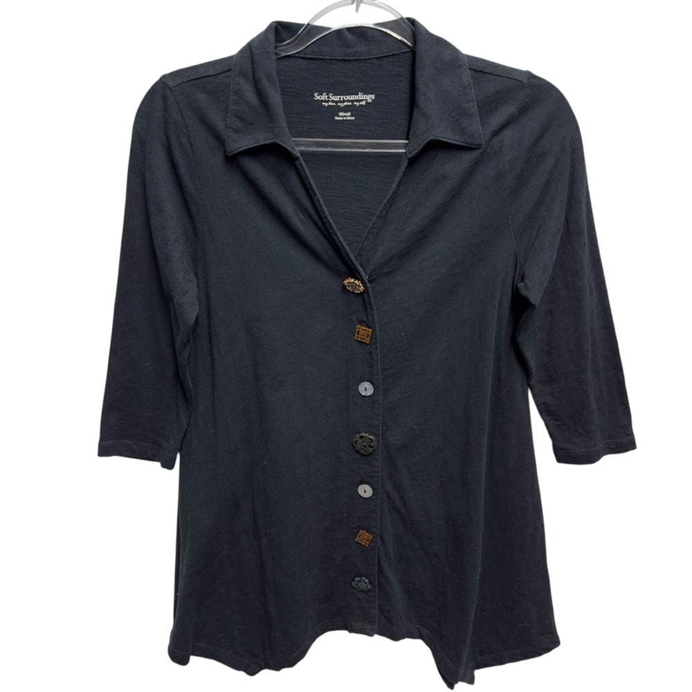 Pure Cotton Knit Twill Chambray Chino Shirt Danielle Shark Bite Asymmetrical